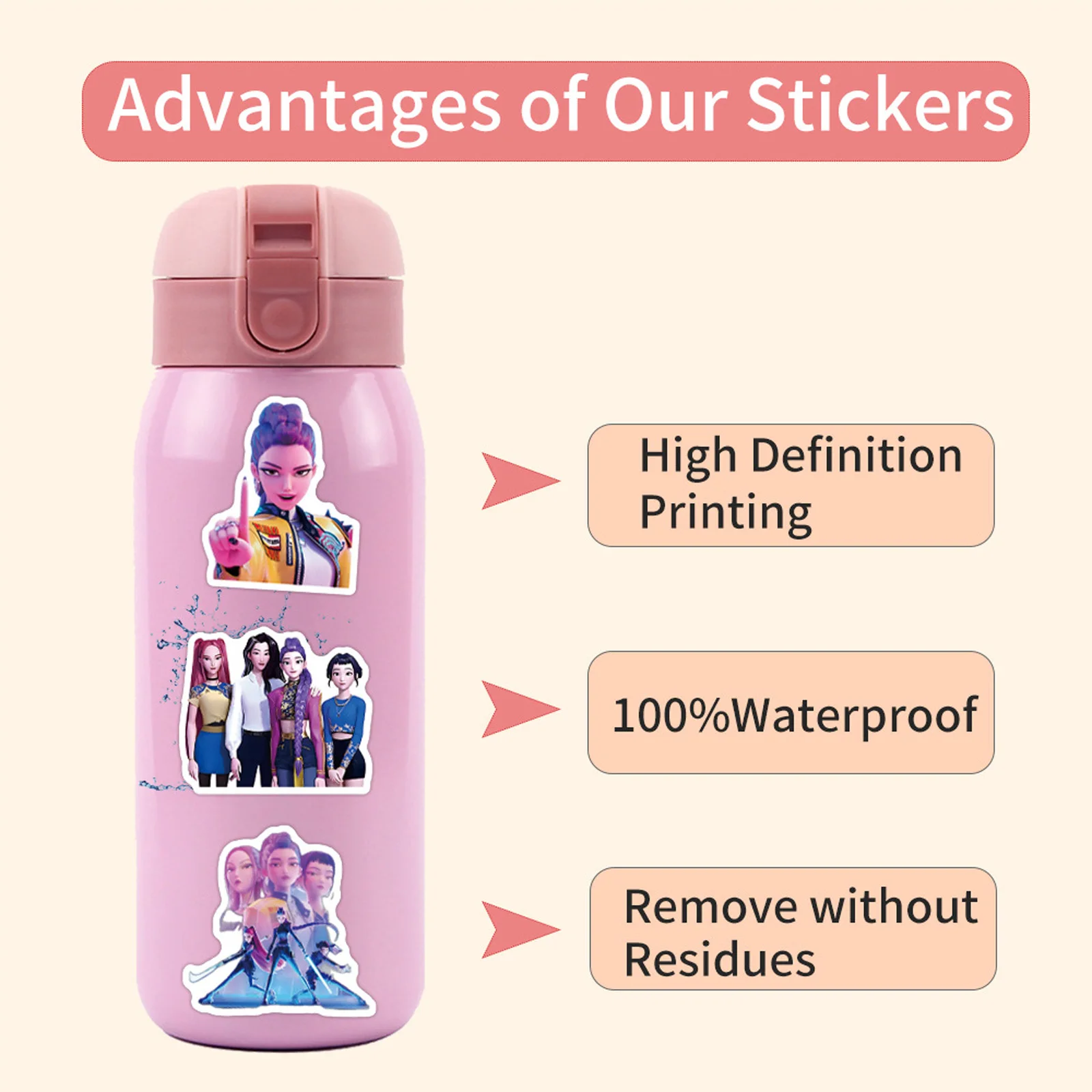 55/110 PCS Demon Hunters Stickers Waterproof DIY Graffiti Decals for Cups Laptops Notebooks Creative PVC Stickers