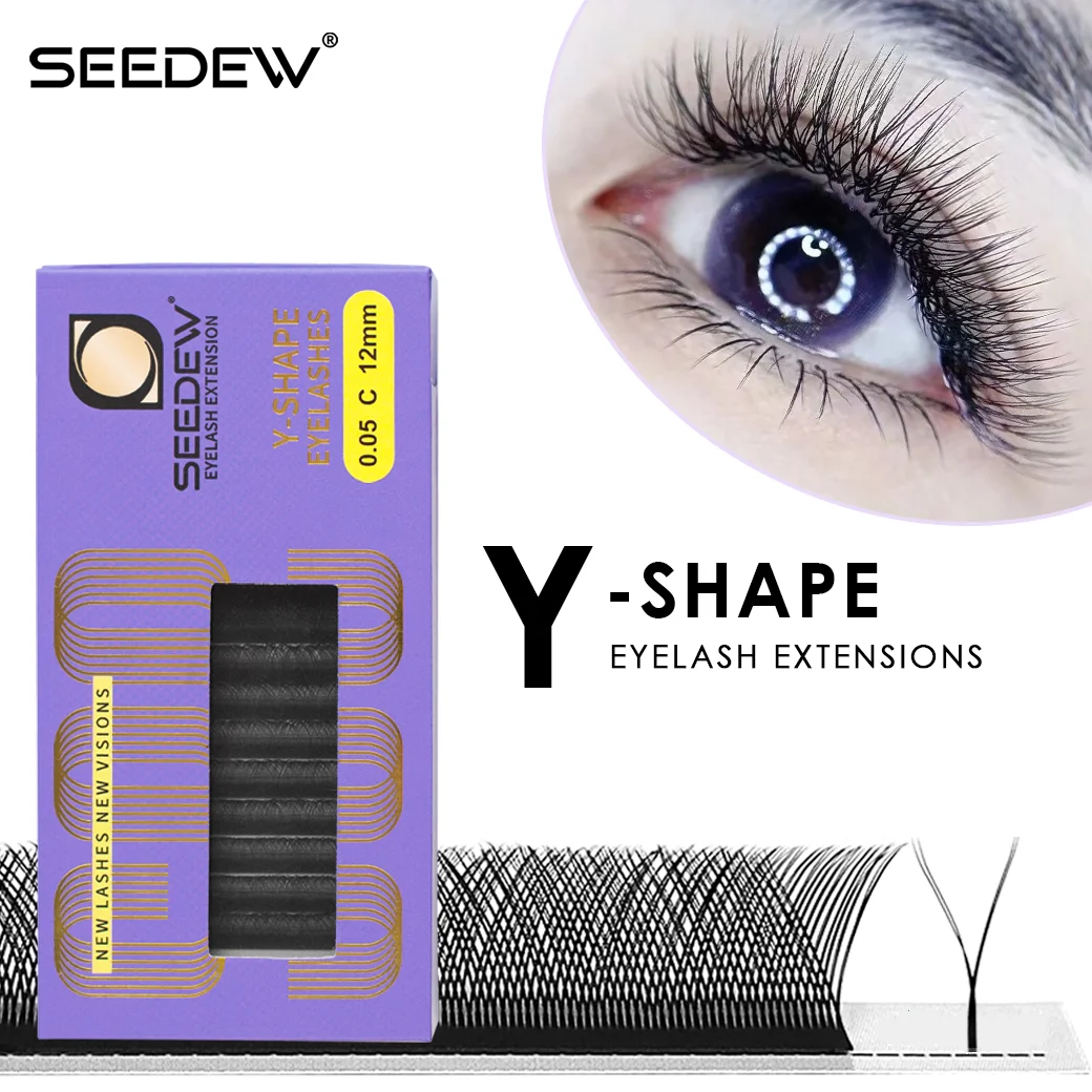 ขนตาปลอมแบบตาข่ายถักมือ SEEDEW 0.05/0.07 มม. รูปทรง YY สำหรับต่อขนตา แต่งหน้า ขนตาแบบ C/D Curl