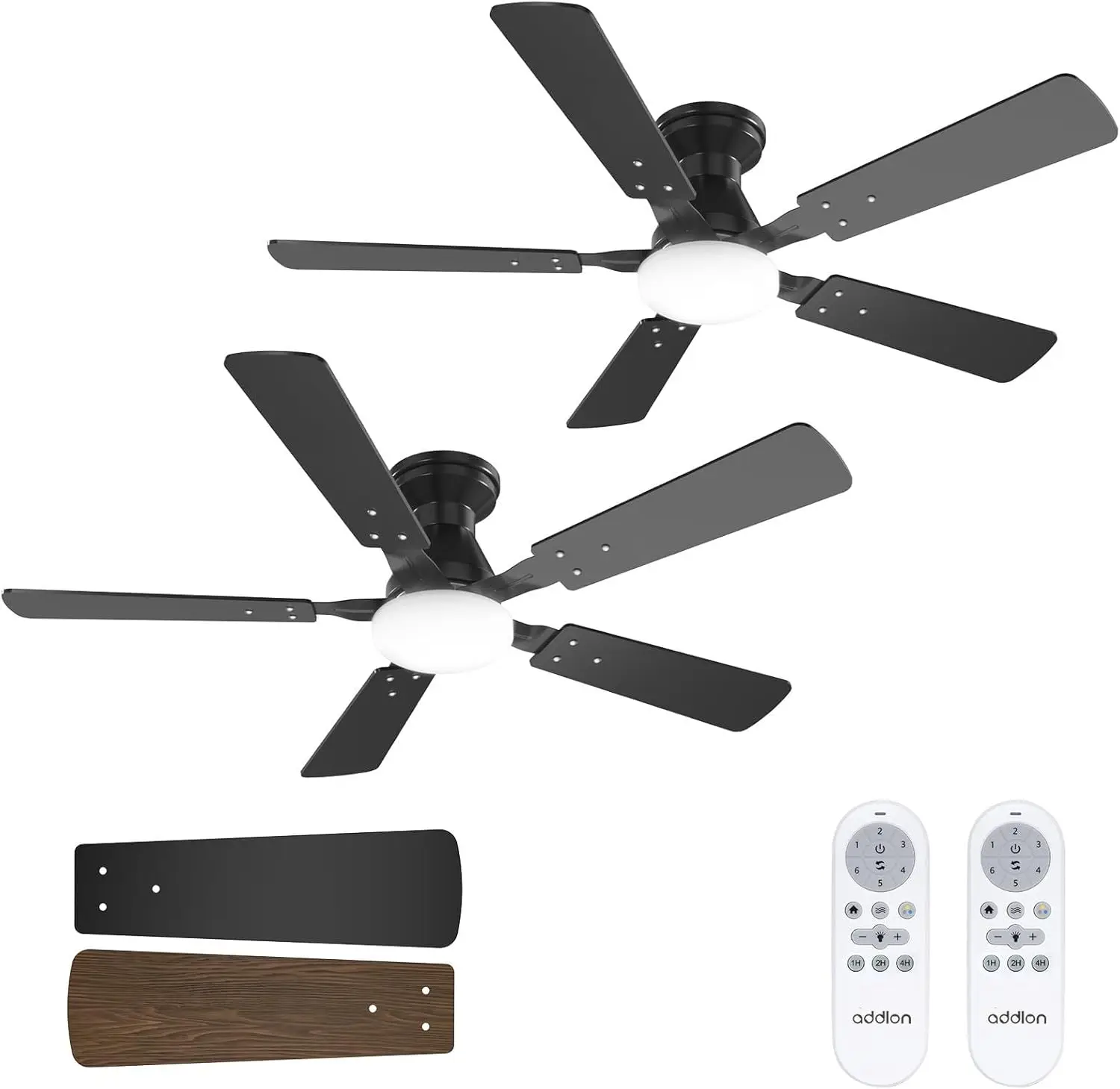 2 Pack 48 Inch Ceiling Fans with Lights, Remote Control, Reversible, Dimmable, Noiseless for Bedroom and Indoor/Outdoor Use