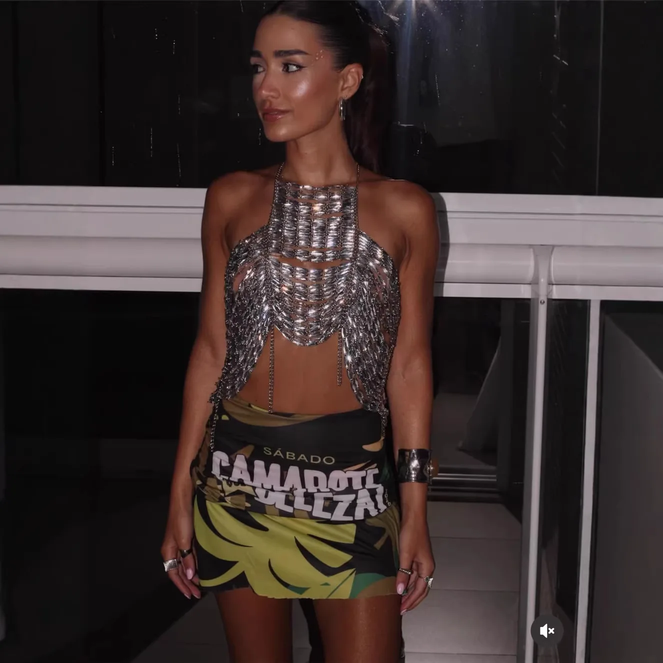 

Fashion Neck Top Small Vest Transparent Gemstone Body Chain Chest Chain