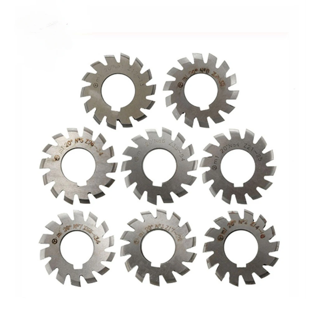 8 pz M0.4/M0.5/M0.6/M0.7/M0.8/M1/M1.25/M1.5/M2/M3/M4 modulo PA20 gradi NO.1-NO.8 HSS fresa ad ingranaggi utensili da taglio