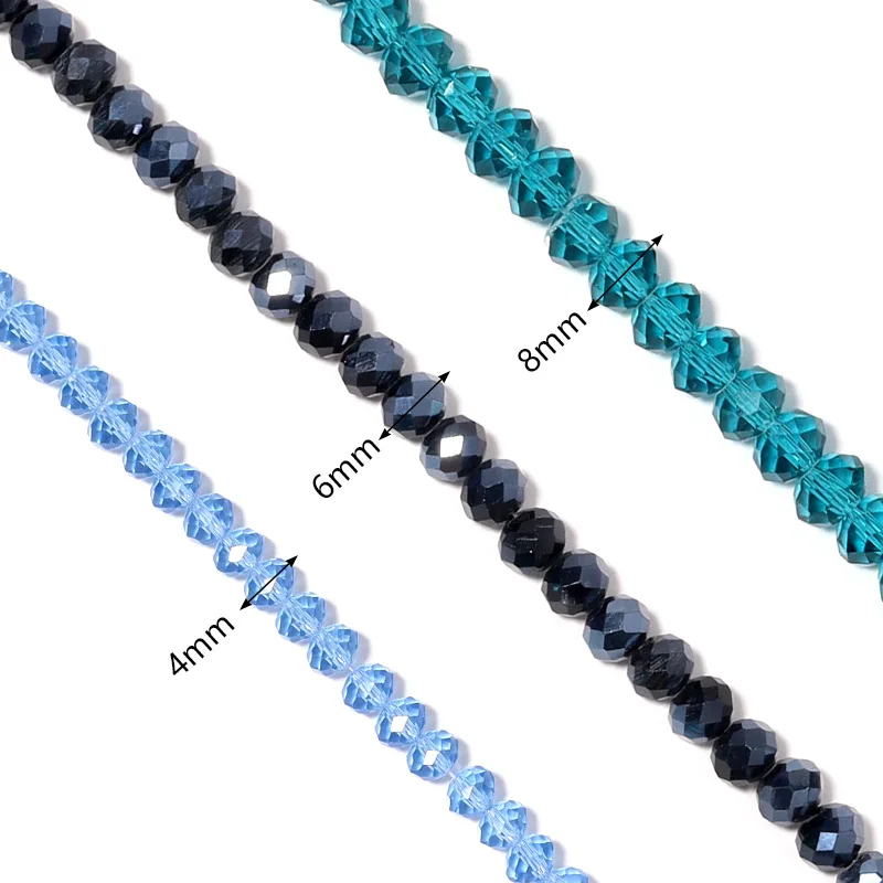 Apx 70-140pcs/Lot 4 6 8mm Rondelle Austria Faceted Glass Beads Crystal Beads Loose Spacer Beads For Jewelry Making DIY Bracelet