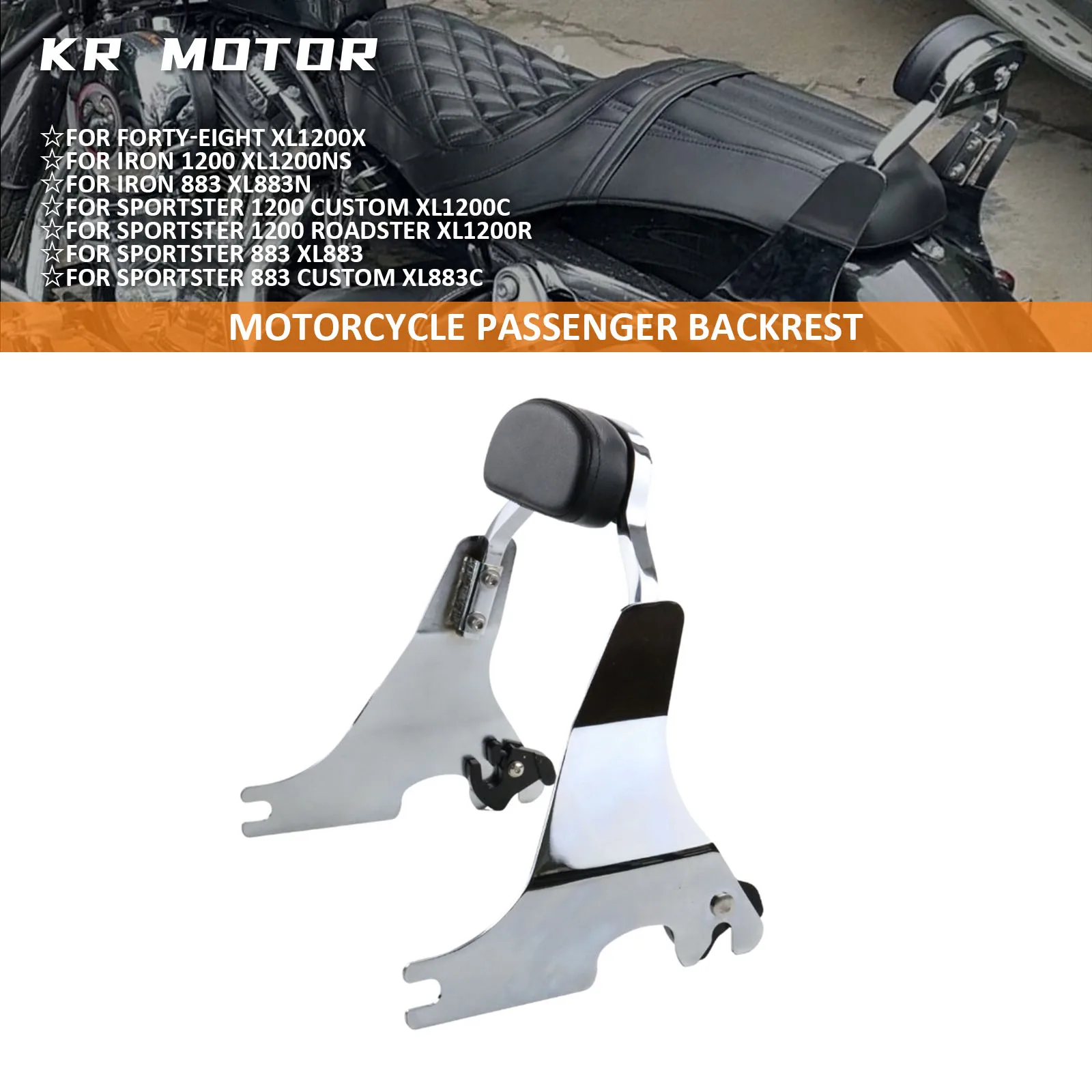 

Sissy Bar Detachables Passenger Backrest For Harley Sportster 883 Iron 1200 SuperLow Roadster 48 Special 72 Nightster 2004-2022