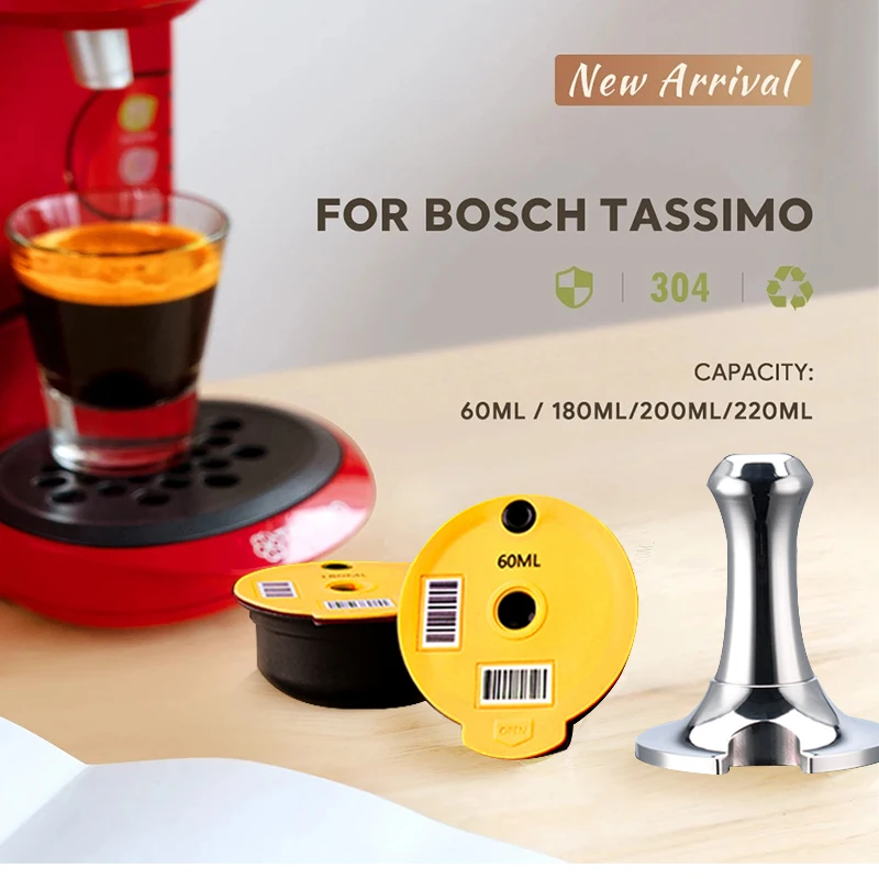 

Reusable Coffee Capsule Pods Coffee Capsule Pod Silicone Lid Compatible with Bosch Happy Suny Vivy Tassimo 60/180/200/220ml