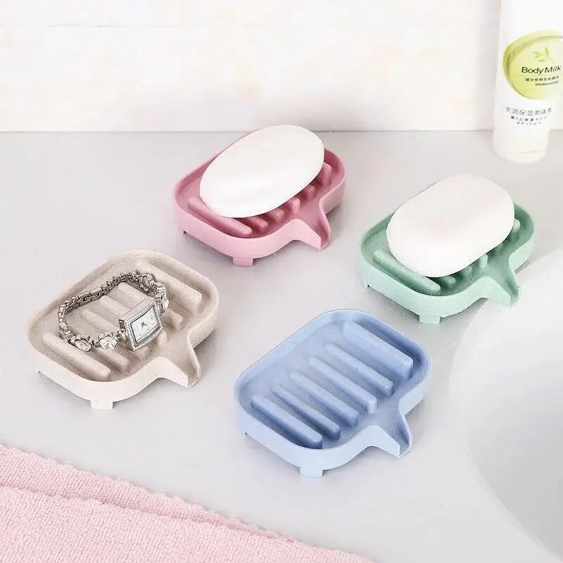 Useful Silicone Soap Dish Bathroom Self Draining Soap Bar Holder Kitchen Sink Soap Dish Sponge Drain Portable Soaps Dishes Rack