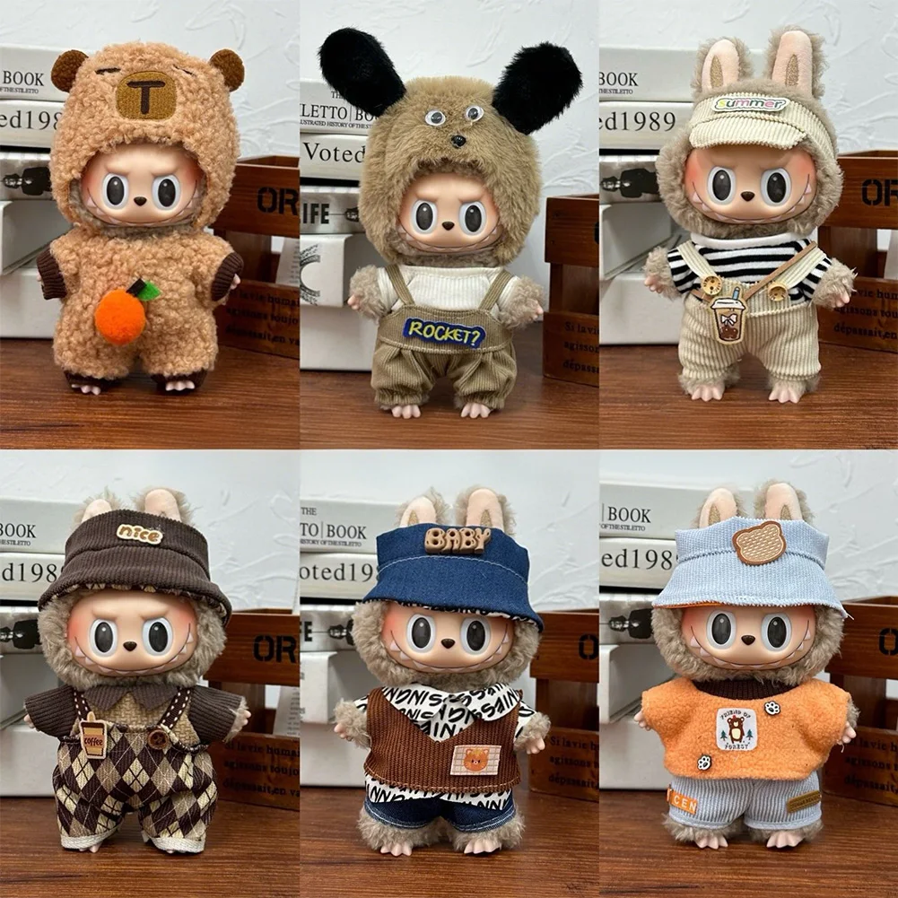 For 17cm Labubu Ropa Plush Toy Multiple Styles Clothing Set Labubu Outfit Accessories Trendy Play Labubu Clothes