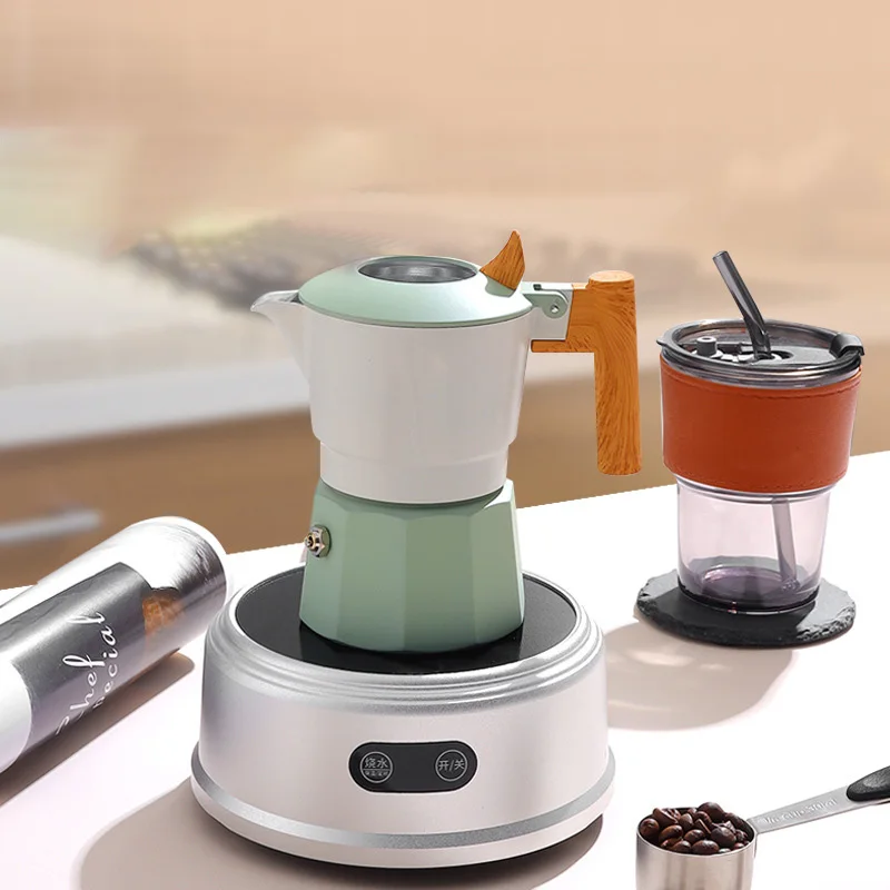 

Portable Hand Brew Moka Pot Perfect Coffee Maker Wooden Handle,Reusable Filter,Manual Operation for Home Octagonal Design