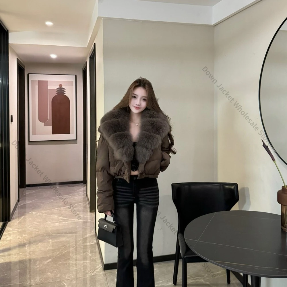 Down Jacket Woman Lightweight Padded Jackets Women's Winter Down Jacket Down Coats and Parks Real Fur Coat Short Jacket with Fur view 4