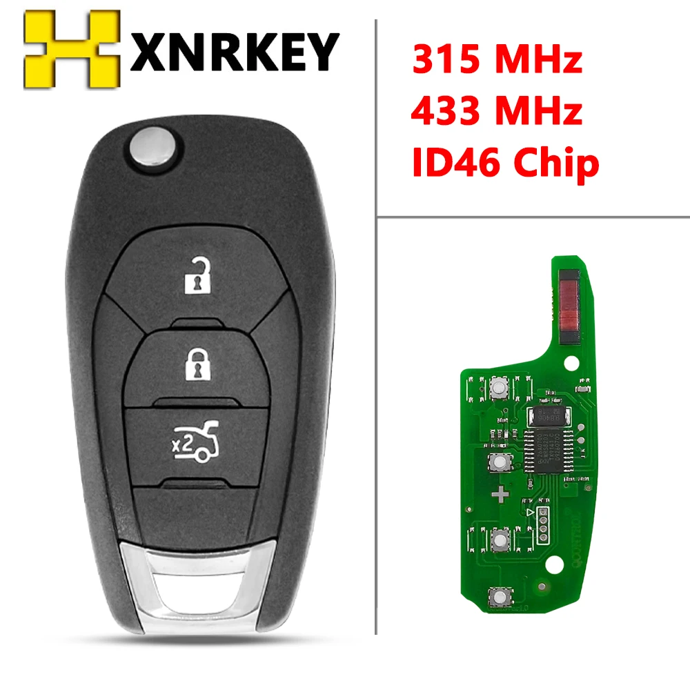 

XNRKEY телефон с тремя кнопками, 315 МГц/433 МГц, ID46 для Chevrolet Cruze 2014, 2015, 2016, 2017, 2018, Автомобильный ключ