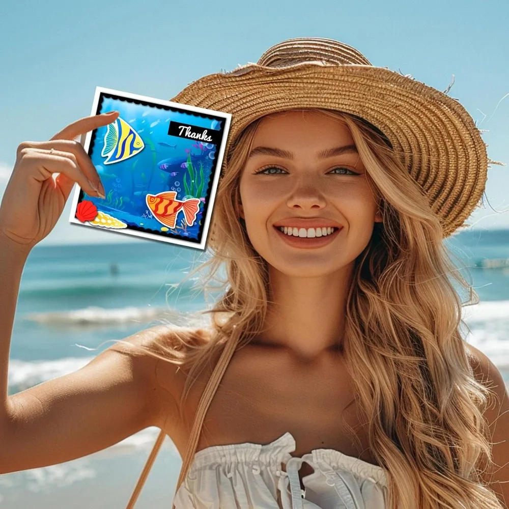 الصيف المحيط كلوونفيش واضح Stamps لسكرابوكينغ قوقعة محارة سيليكون Stamps الحيوان الأسماك ختم شفاف لصنع البطاقة #5