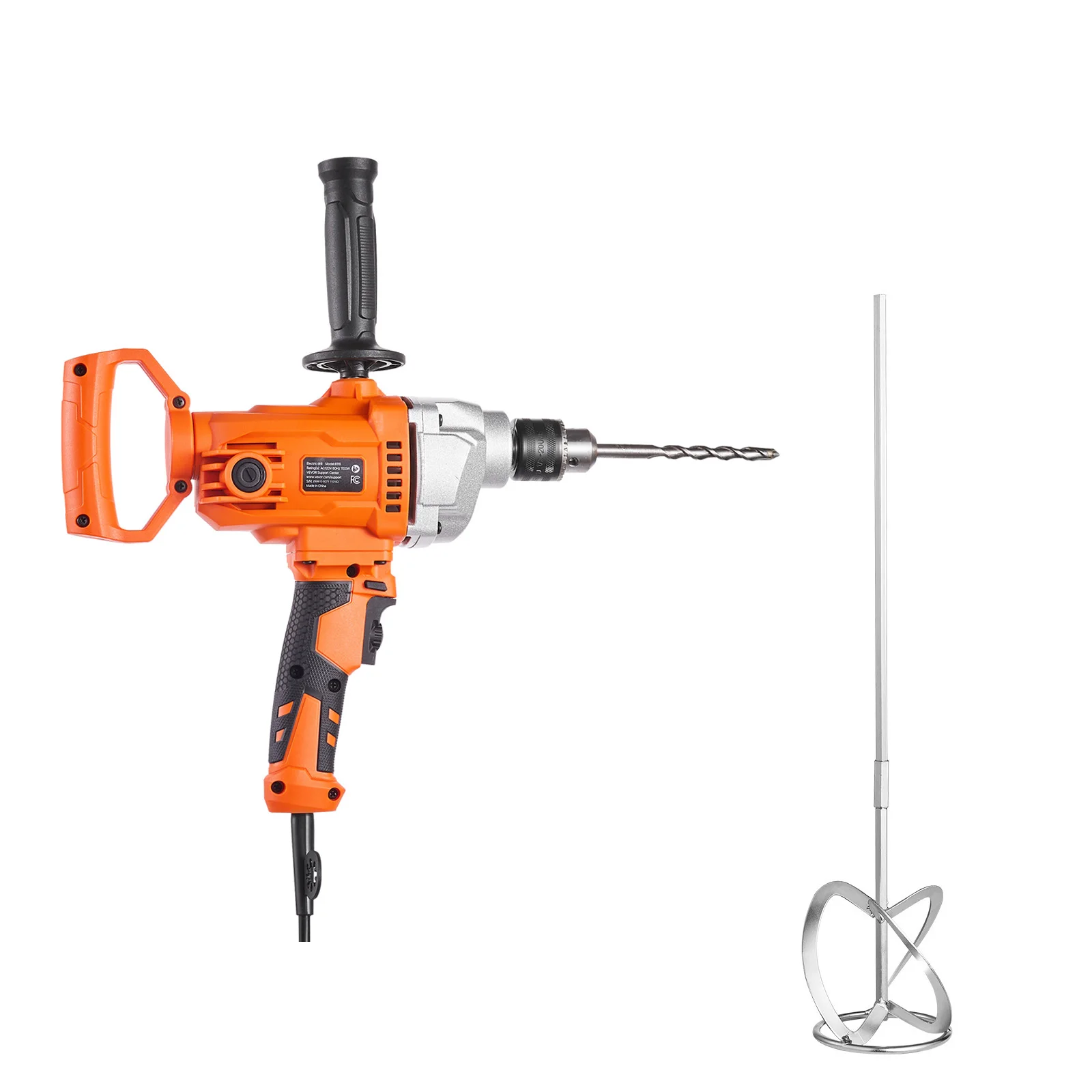SucceBuy Drill Mixer 1/2in 5/8 in Corded Electric Drill Mixer Set Mixing Drills Machine D-Handle Handheld Cement Mixers
