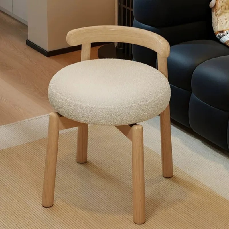 Solid Wood Rotating Vanity Stool Minimalist Upholstered Vanity Stool Cloakroom Home Furniture Taburete De Maquillage ZY40HZD