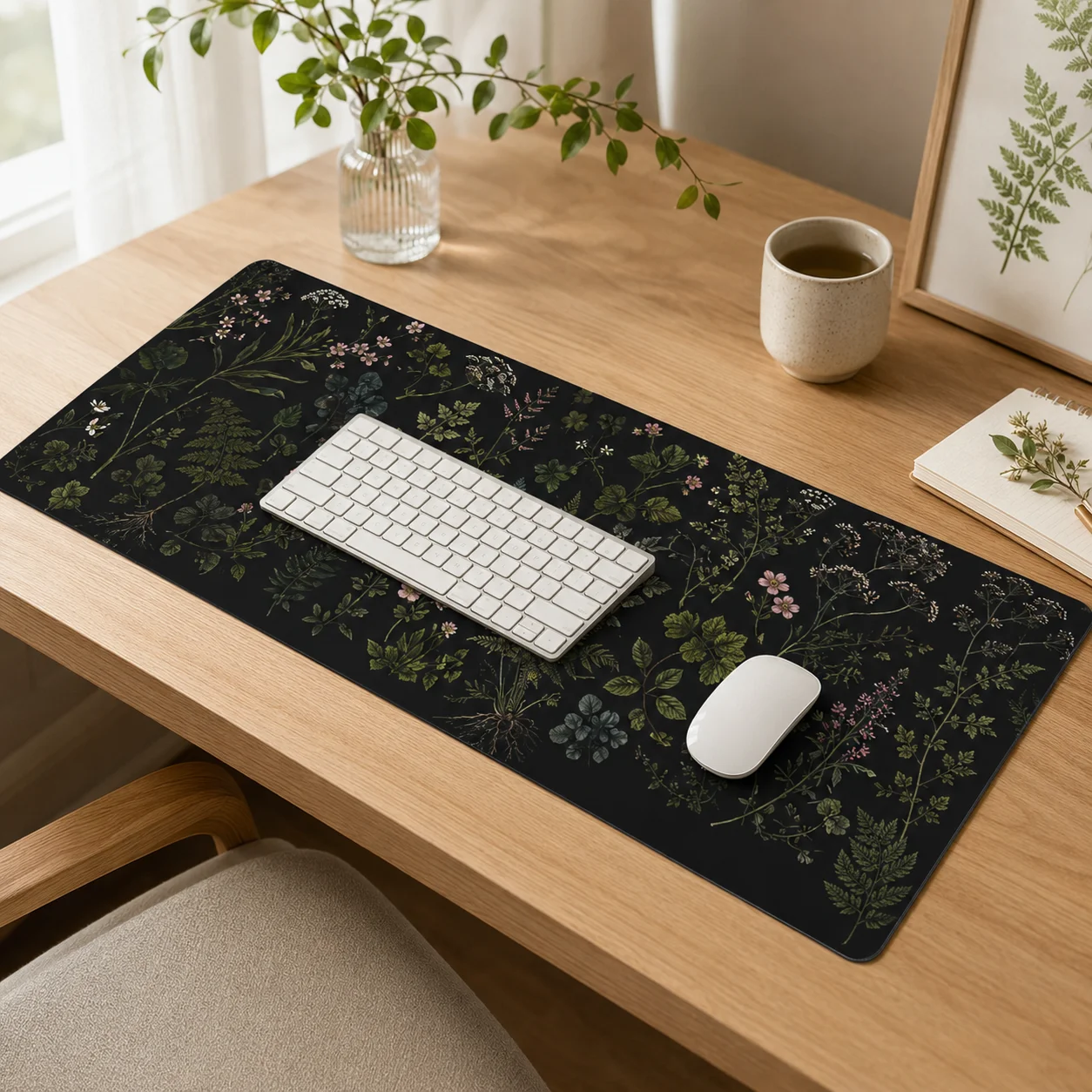 Mouse Pad Black And Green Plants Gaming XL Computer HD New Mousepad XXL Playmat Carpet Natural Rubber Non-Slip Soft PC Table Mat