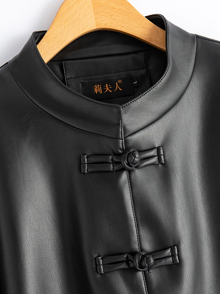 Nuovo Cappotto Invernale da Donna in Pelle di Pecora a Mezza Lunghezza, Slim Fit, con Bottoni Decorativi, Stile Commuter