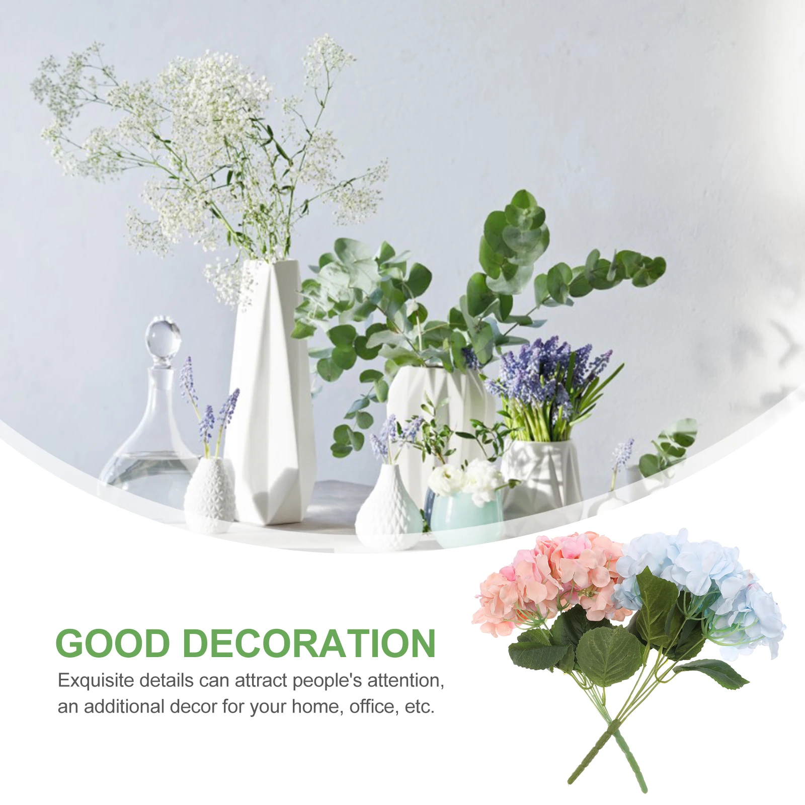 

2pcs Artificial Hydrangea Flowers Decoration For Wedding Party Proms Anniversary Tabletop Home Office Decor Fake Bouquet