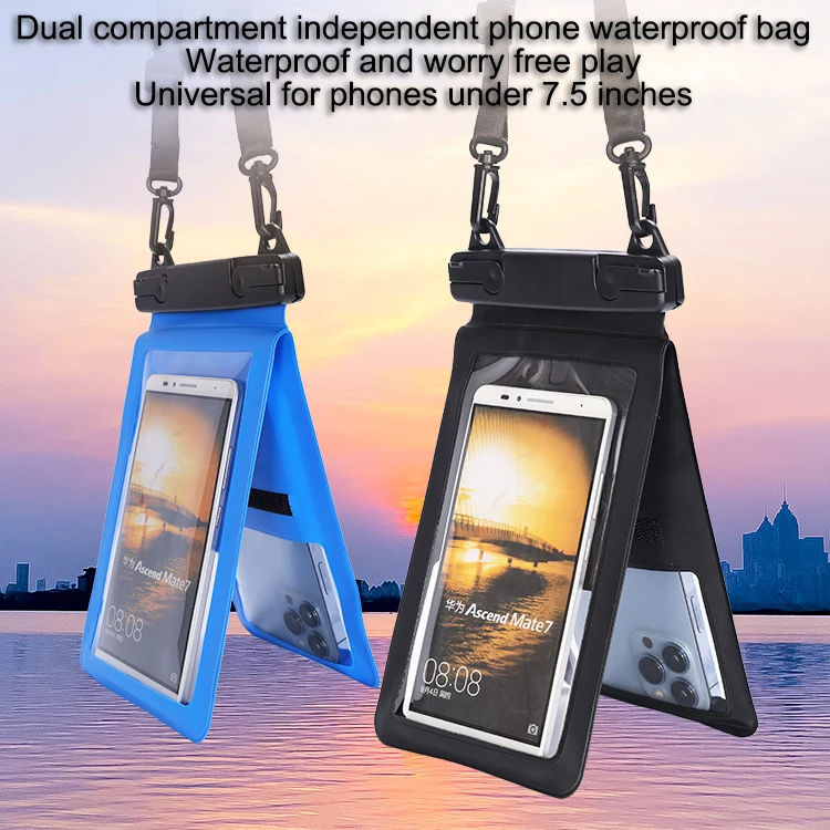 Dual Pocket Waterproof Phone Pouch Neck Hanging Dry Bag Transparent Phone Cover for Beach Swimming Water Park Diving