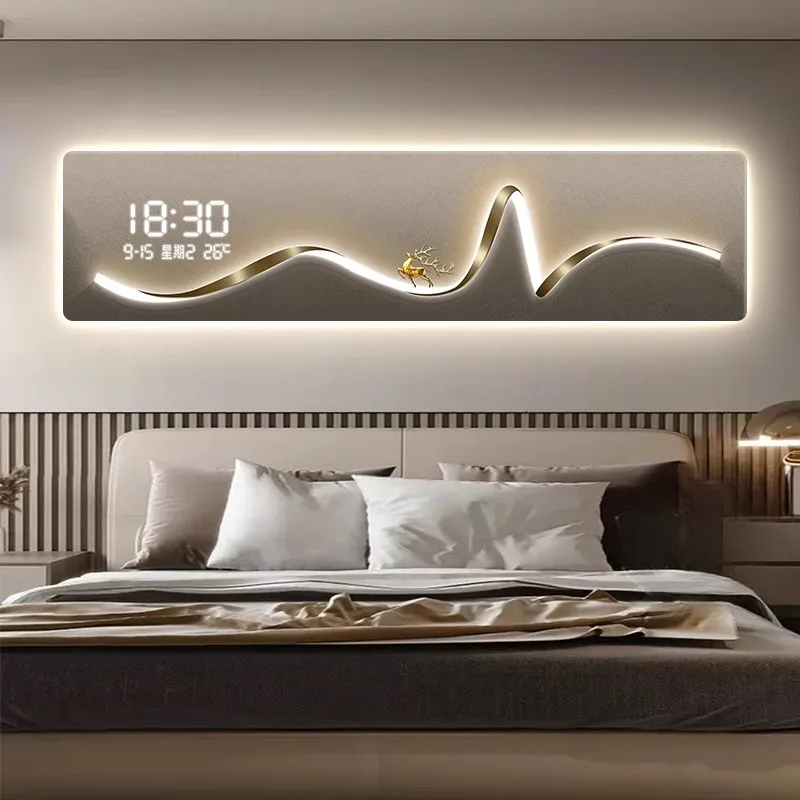 Date Luxury Large Wall Clock Design Silent Light Plug Aesthetic Wall Clock Digital House Horloge Murale Living Room Decoration