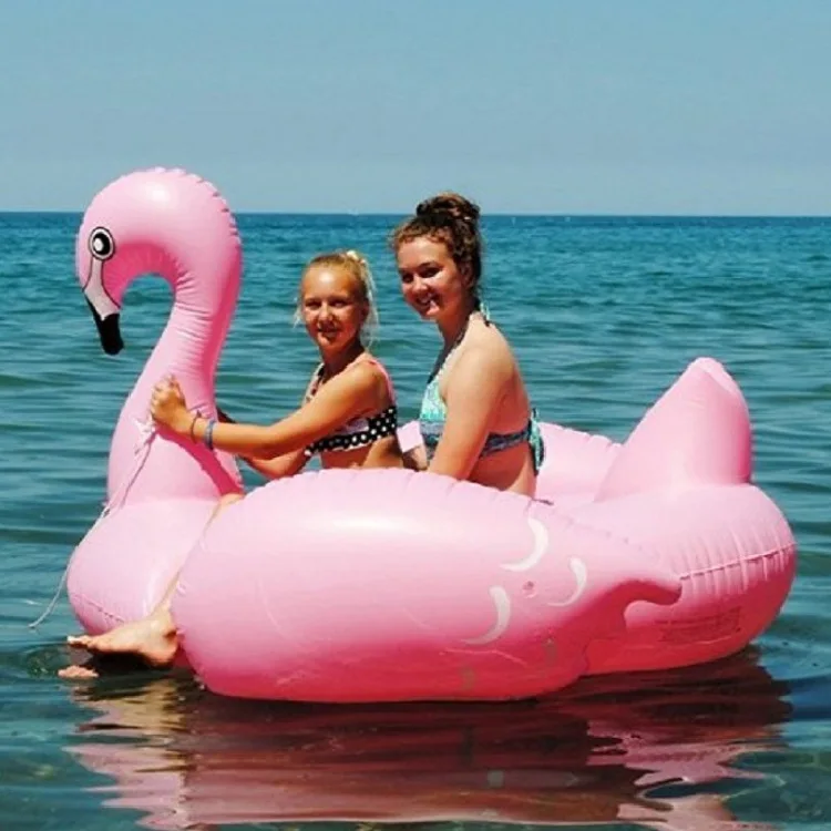 60 Inch Giant Inflatable Flamingo Pool Float Pink Ride-On Mattress Swimming Ring Adults Baby Seat Water Party Toys Piscina