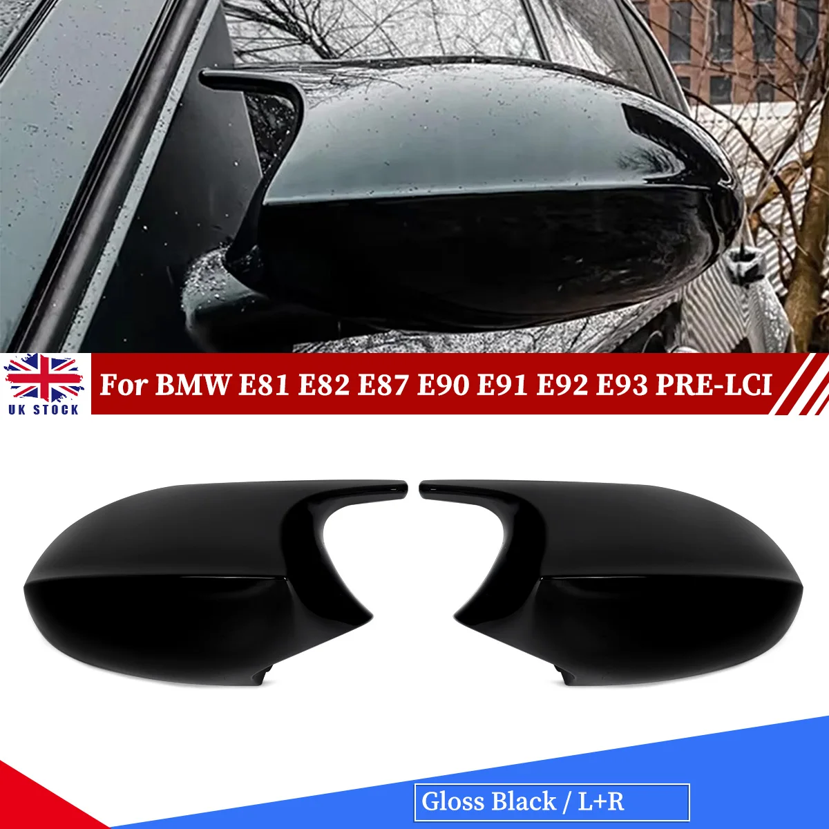 

1Pair Glossy Black Side Mirror Cover Fit For BMW E87 E81 E82 E88 E90 E91 E92 E93 Pre-LCI 2009-2013 M Style Rearview Mirror Shell