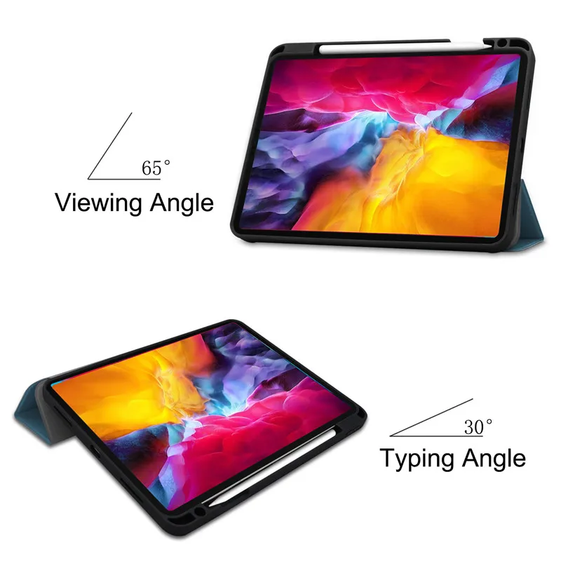 Para iPad Pro 2021 Funda 11 Funda magnética triple para Funda iPad Pro 11 2021 2020 Funda con portalápices Funda inteligente de cuero