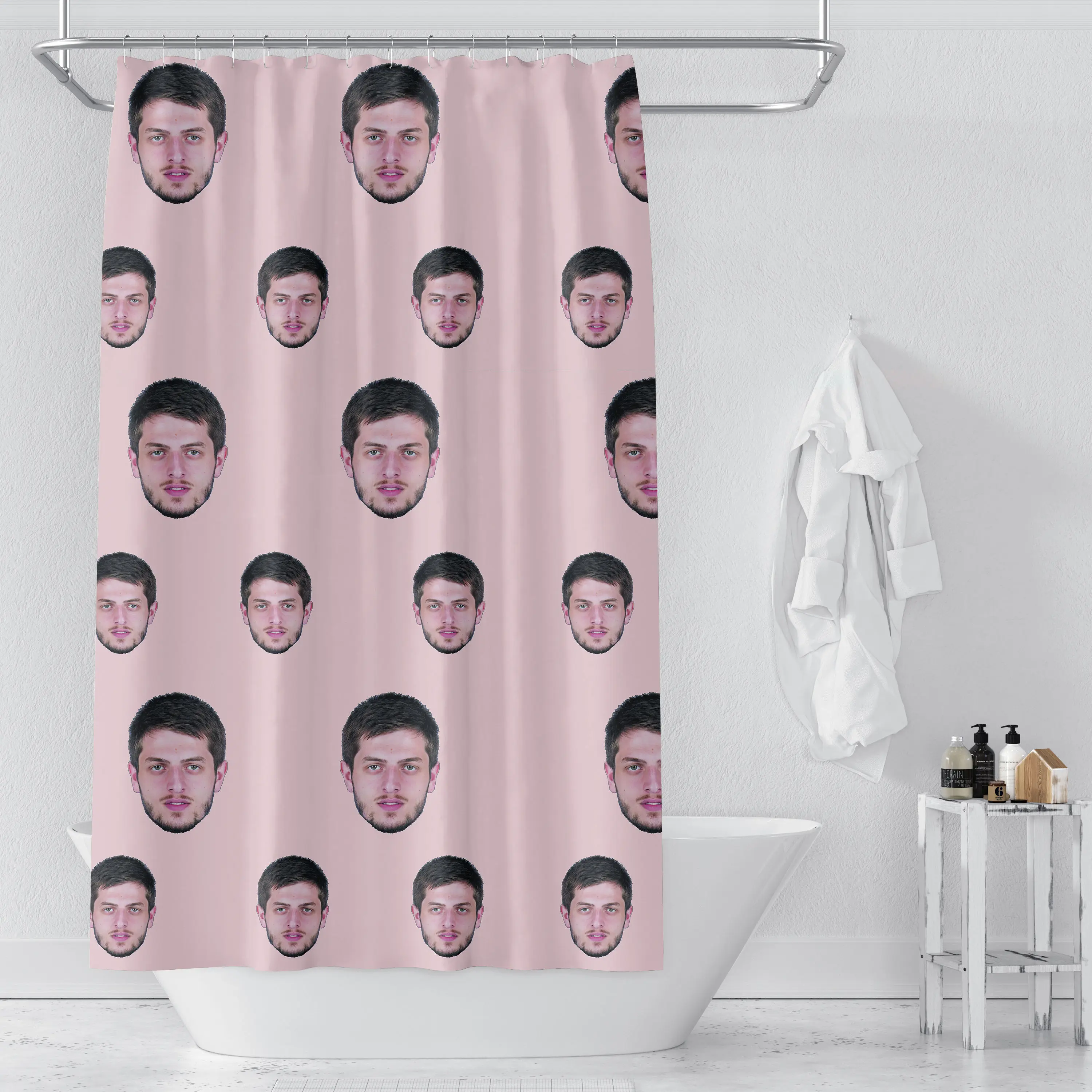 Personalized Human Face Shower Curtain Bathroom Waterproof Curtains Customized Photo with Hooks Creative Home Bath Decor