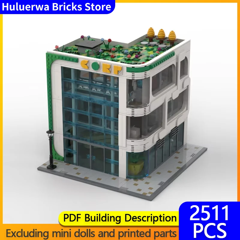 Street View Model MOC Building Bricks Modern Conference Corner Office Modular Technology Gift Holiday Assemble Children Toy Suit