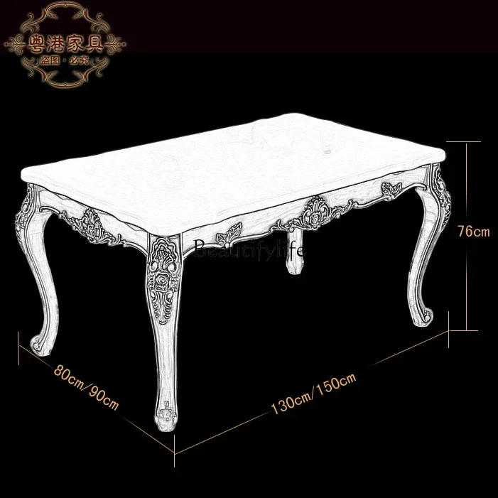 NEW All solid wood European dining table marble modern square table rectangular dining table