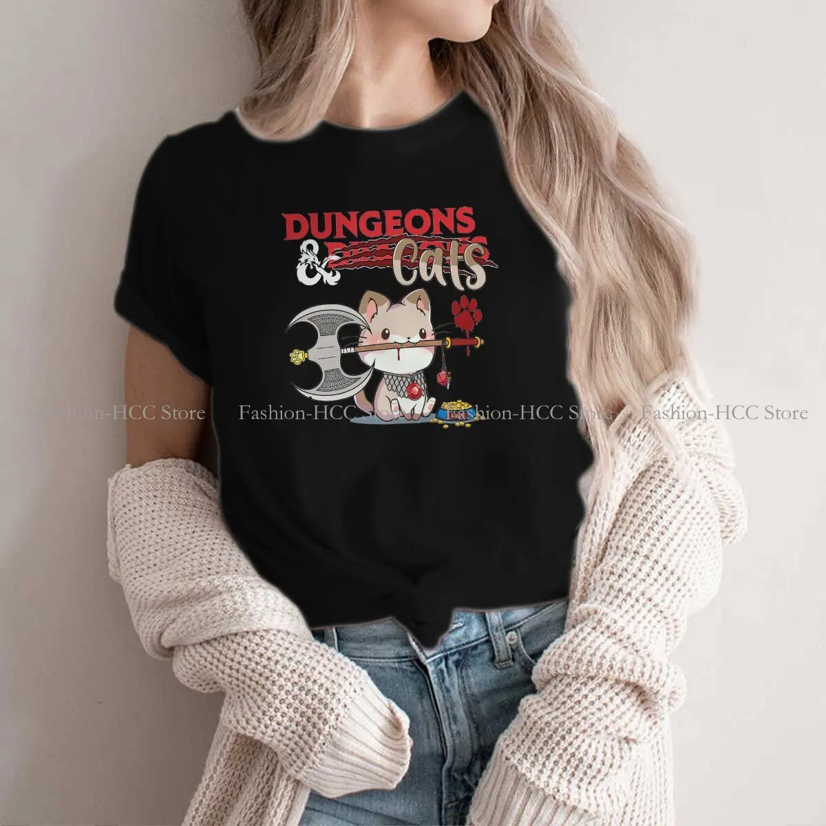 Kerkers Katten Speciale Polyester T-Shirt Dnd Game Creatieve Cadeaukleding Van Topkwaliteit T-Shirt Met Korte Mouwen