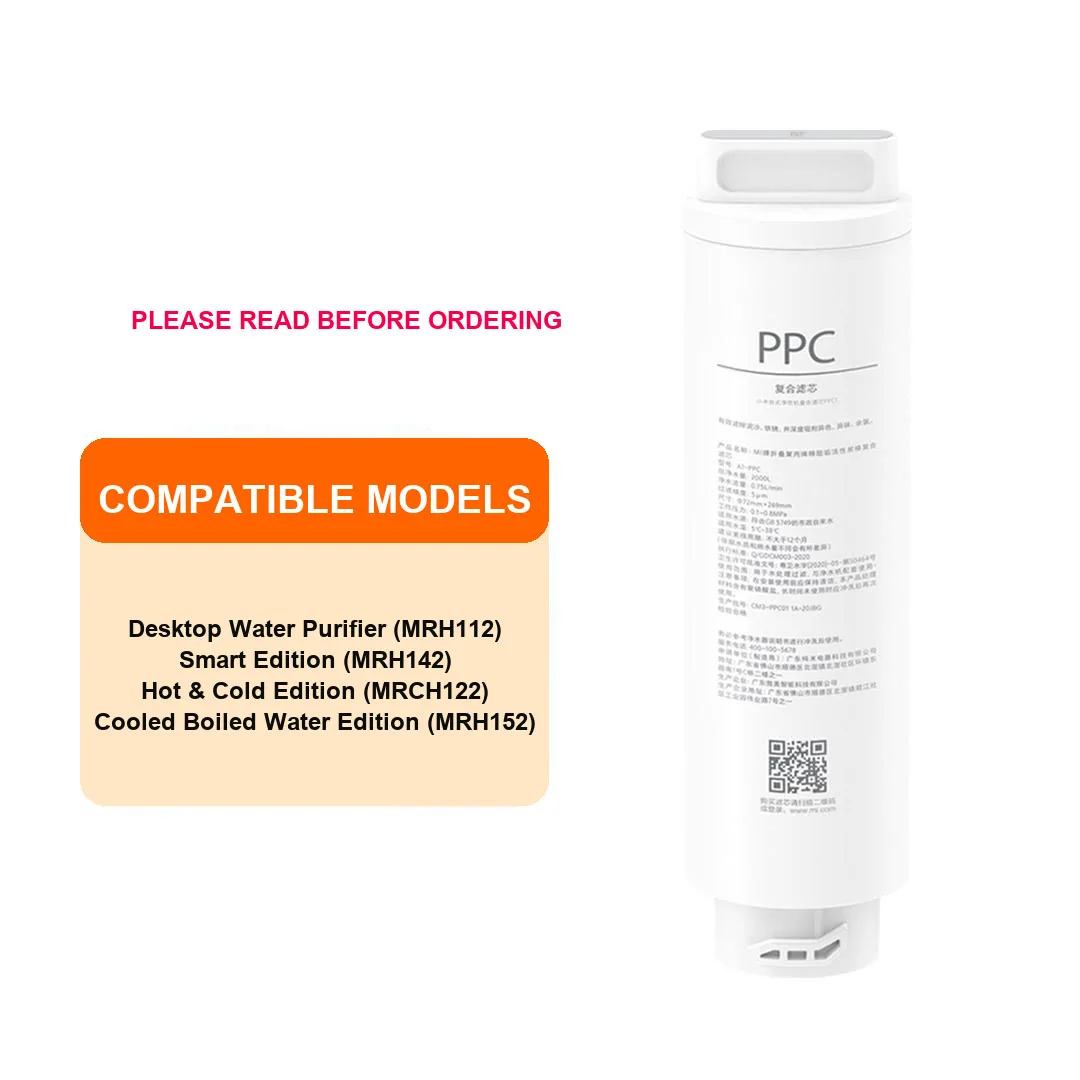 For Xaomi Mijia Desktop Water Purifier PPC1 / RO1 Filter Cartridges Filter Element Compatible with MRH112/MRH142/MRH152/MRCH122