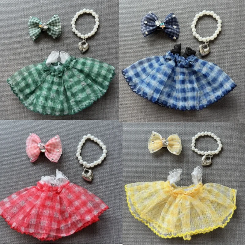 

For 15cm/17cm Labubu I II Dolls Clothes Cute Yarn Skirt Set Accessories Clothing Plush Doll'S Clothes