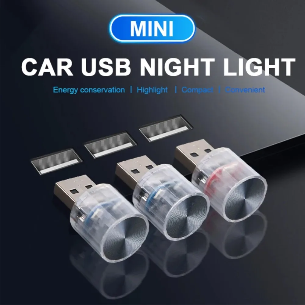 Universal Multicolor Car Ambient Light USB Colorful Flashing LED Light Plug Play Mini Nightlight Neon