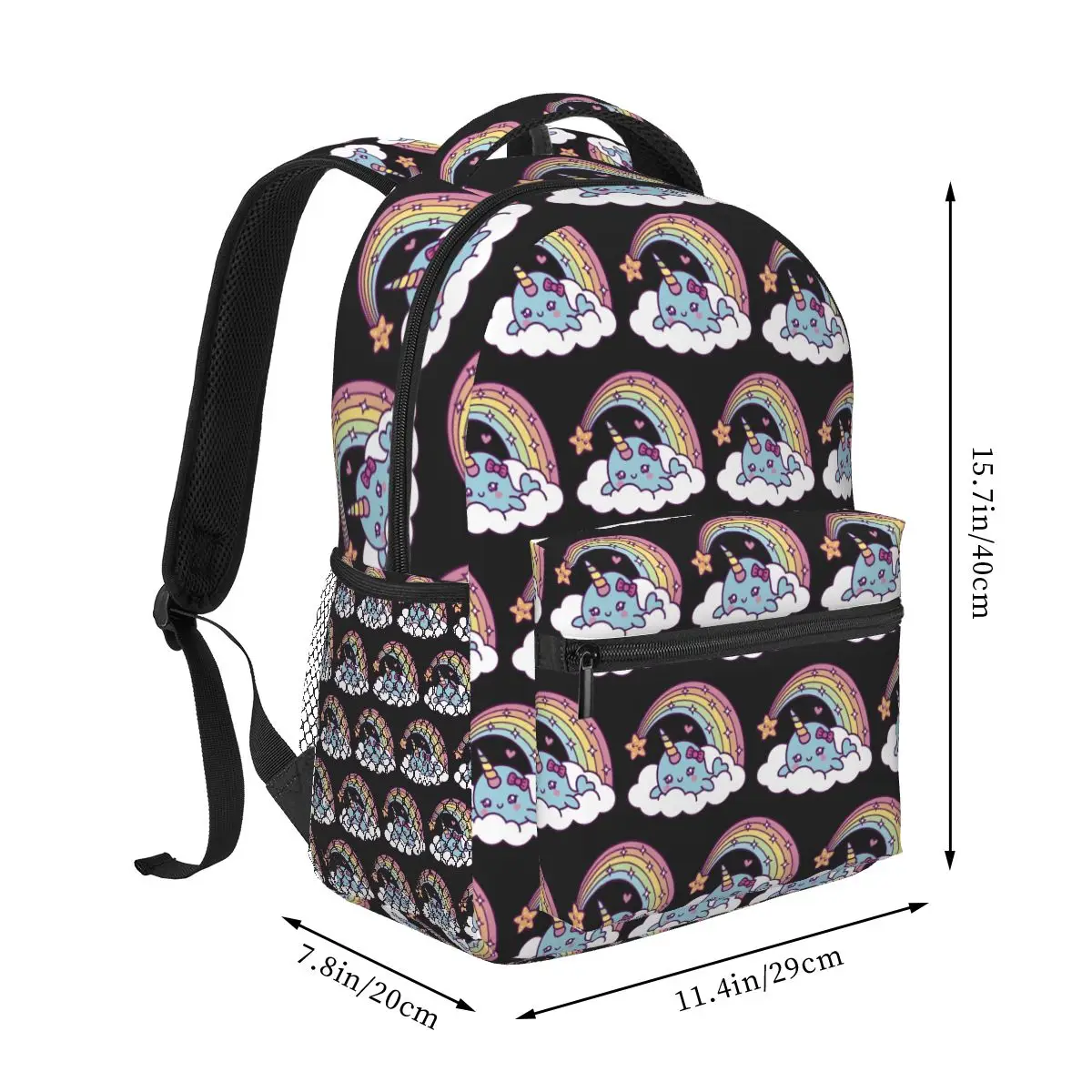 Unicorn Narwhal Girl Dreams On Cloud With Rainbow Backpacks Boys Girls Bookbag Students School Bags Kids Rucksack Shoulder Bag