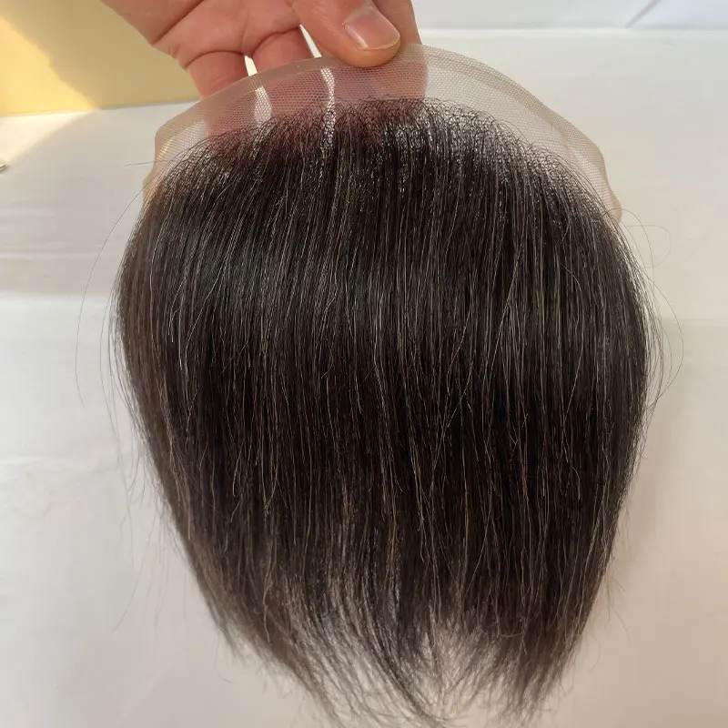 Peluquín de frente para hombres, piel Frontal de encaje Invisible HD, postizos de espalda de PU, Topper de cabello Frontal, Color 1B20, 4x18