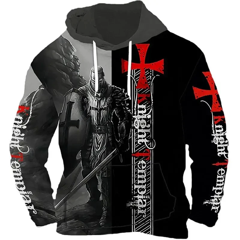 

Hoodie 3D printed Knight Temple sports shirt unisex retro hooded plus size fashionable street loose children's sports shirt jack