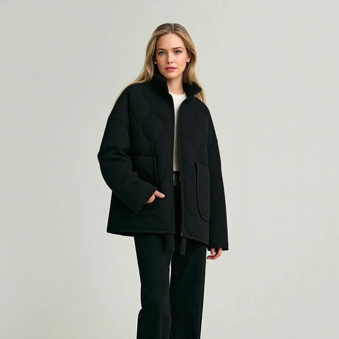 Casual Cotton-padded Coat Women Solid Stand Collar Parkas Warm Thick Jackets 2025 Autumn Winter Jacket Zip Padded Parka Overcoat