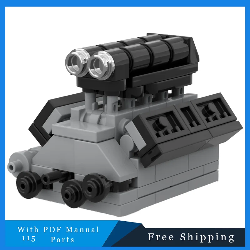 115 부품 MOC 크리에이티브 그레이 엔진 모델 빌딩 블록 디스플레이 브릭 교육용 조립 장난감 크리스마스 선물 소년용