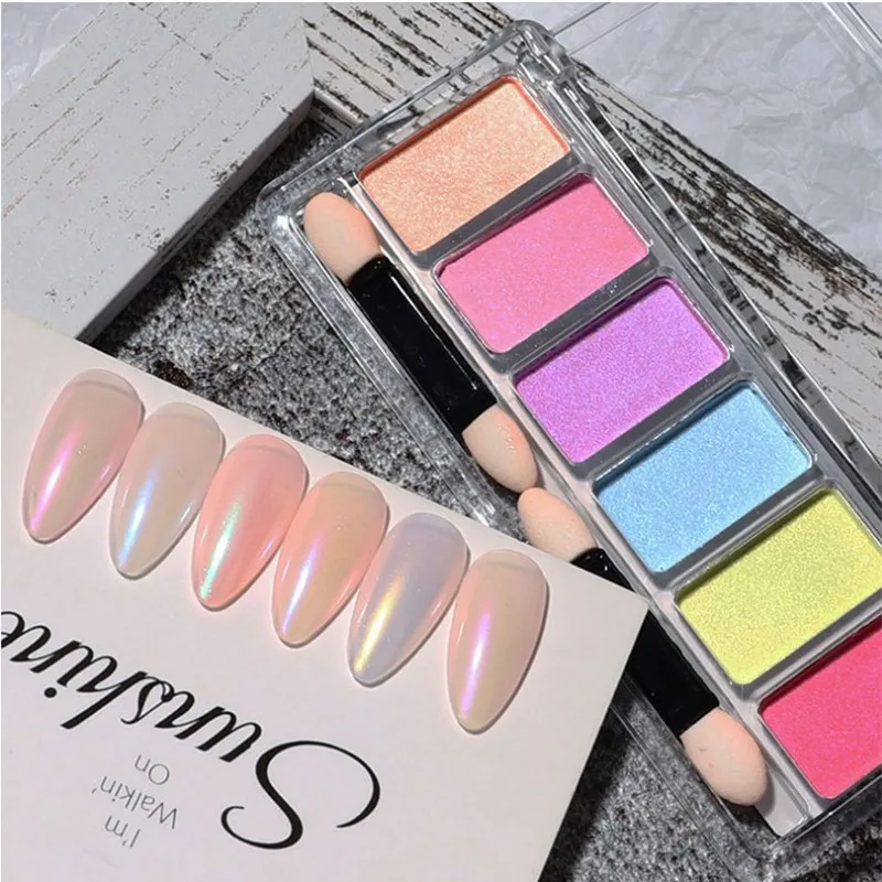 1Box Aurora Solid Mirror Nail Powder Metallic Mirror Eyeshadow Manicure Glitter Dust Nails UV Gel Polish Nail Art Chrome Pigment