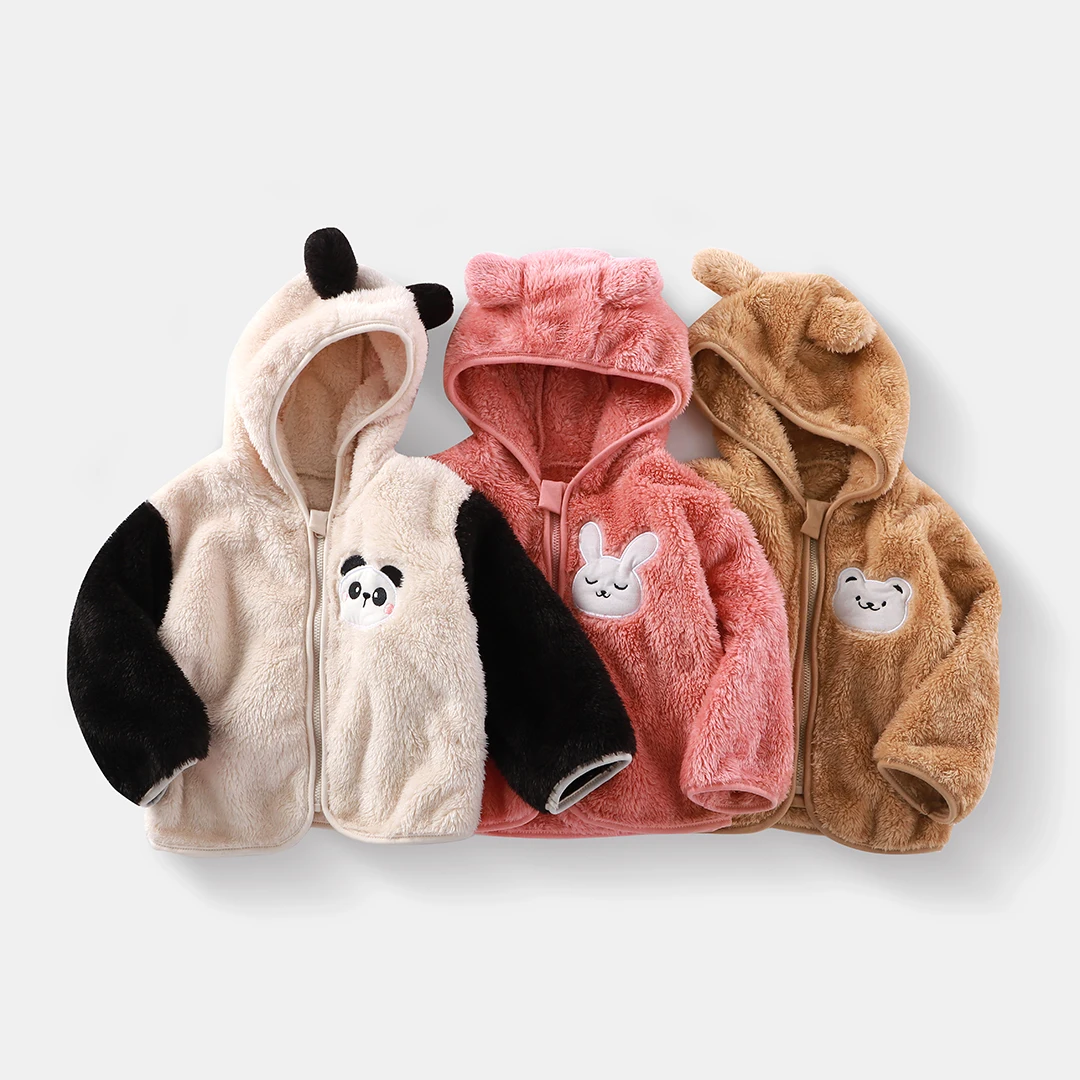 Girls Faux Fur Coat Winter Children Boys Long Sleeve Plush Christmas Jacket Warm Kids Baby Coats Pink White Bear Korean Clothes
