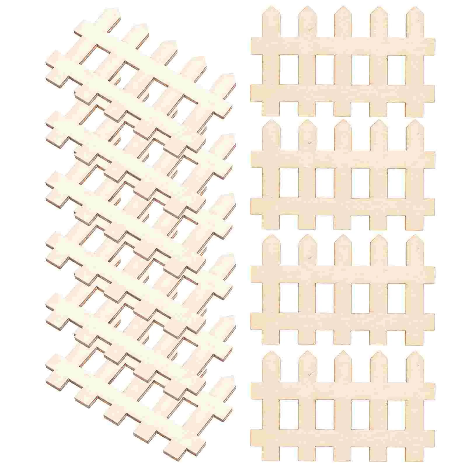 100 Pcs Wooden Hollow Chips Blank Painting DIY Home Decoration Solar Fences Miniature Picket