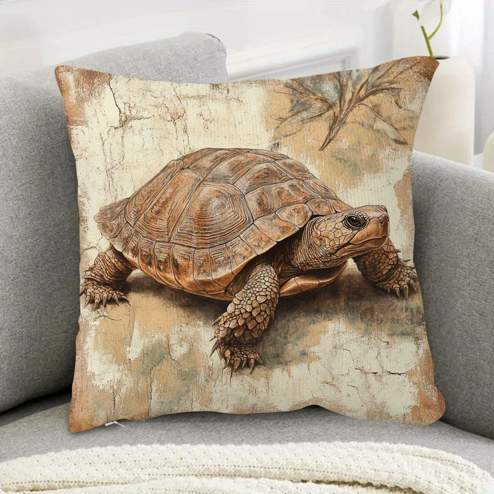 1pcs Short Plush Snapping Turtle Pillow Cover 18x18 Inch Double Sided Print Cushion Case Home Decor