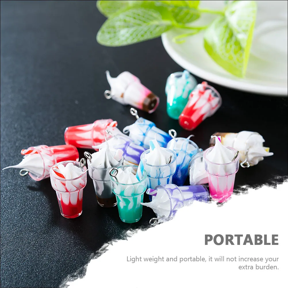 

20 Pcs Ice Cream Cup Charms Pendant Milk Tea DIY Jewelry Hanging Accessories Lightweight Durable Stylish Creative Design Smooth