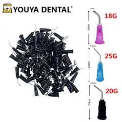 100pcs Dental Irrigation Bent Needle Tips Dental Flow Sealant Etchant Composite Resin Acid Reagent Delivery Syringe Tips