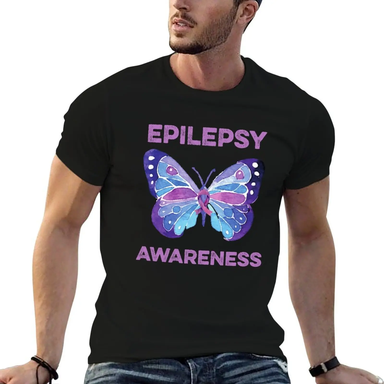 Epilepsy Awareness Butterfly Purple Ribbon Seizure Neurological Brain Disorder T-Shirt
