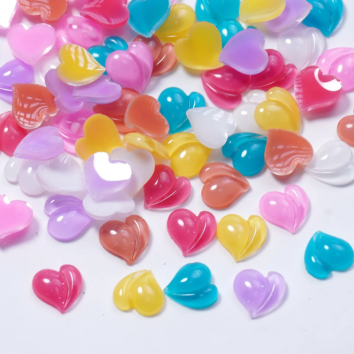 30/50/100 قطعة 7.5*8 مللي متر على شكل قلب يمكن ارتداؤها مسمار الفن اكسسوارات قضية الهاتف المحمول DIY بها بنفسك الديكور أجزاء المجوهرات ل