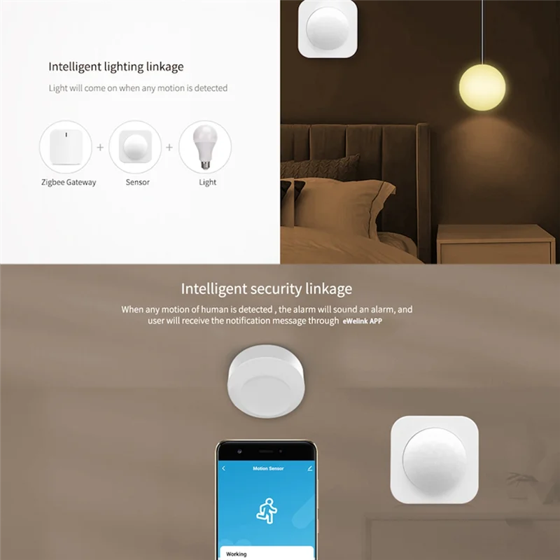 Zigbee 3.0 PIR Motion Sensor,อินฟราเรดเครื่องตรวจจับร่างกายมนุษย์,สมาร์ทควบคุมผ่าน Ewelink Zigbee Bridge สําหรับ Alexa Google Home