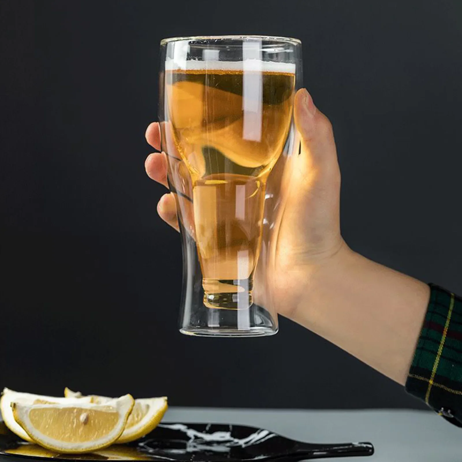 逆さまの透明なビールマグカップ,2層,クリエイティブ,ティーカップ,ウイスキー,シャンパン,コーヒー,ウォッカ