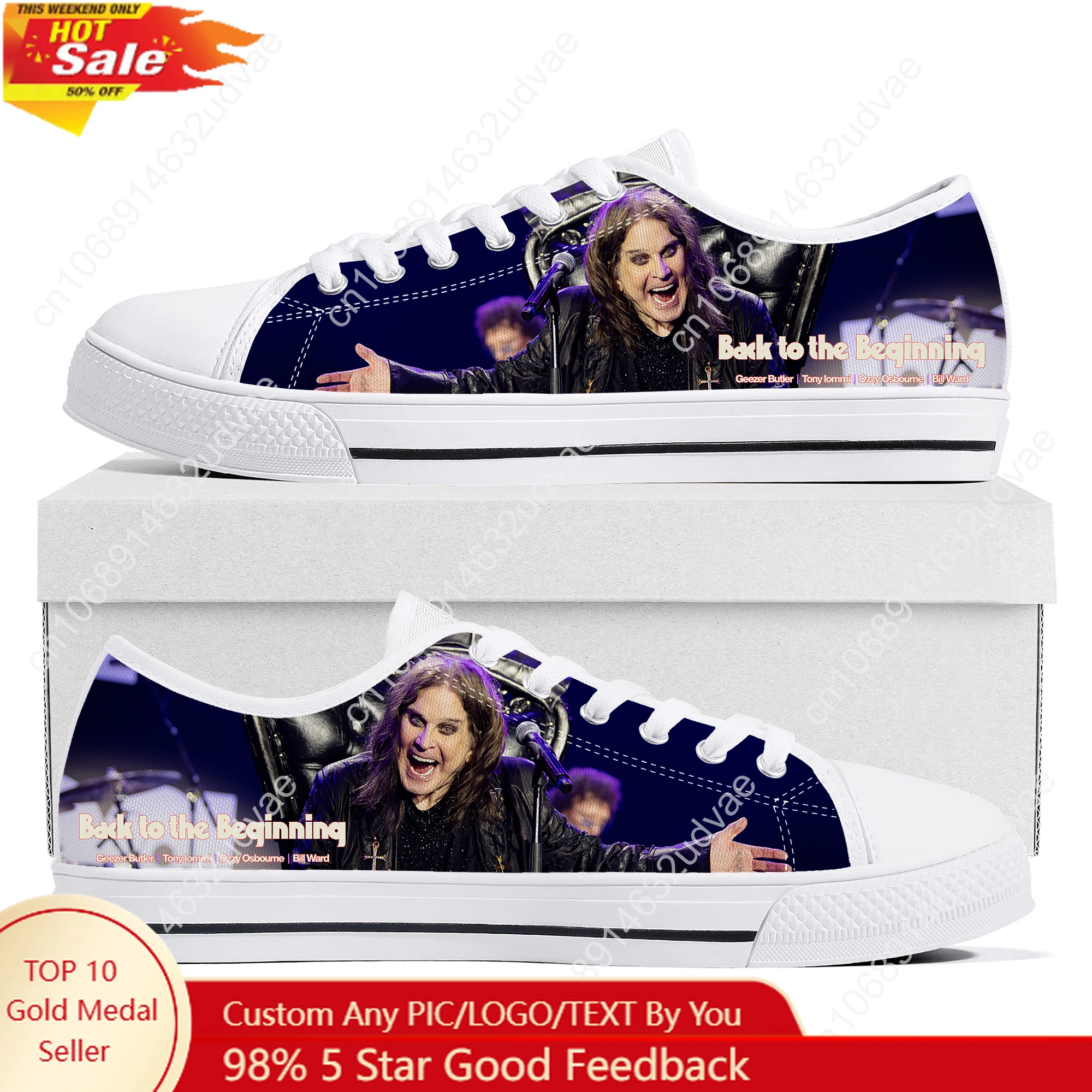 

Ozzy Osbourne 1948-2025 Low Top Shoes Man Woman Teenager Canvas Casual Sneaker Back To The Beginning Sneakers Custom Shoe White