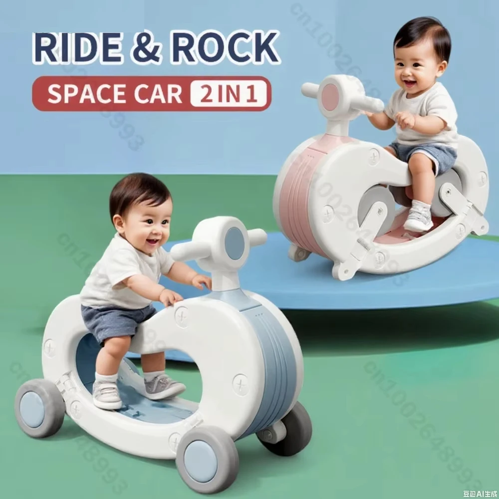 

2 in 1 Baby Walker Trolley Rocking Horse Early Educational Learning Walking Wheel Baby Trojan Toy Car Tool Vehicle
