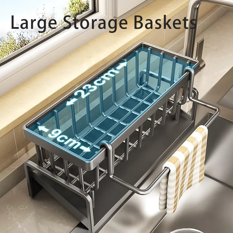 Kitchen Drain Rack Organizer ABS Plastic Sponge Rack Self-draining Sink Shelf Soap Sponge Holder Kitchen Countertop Storage Rack