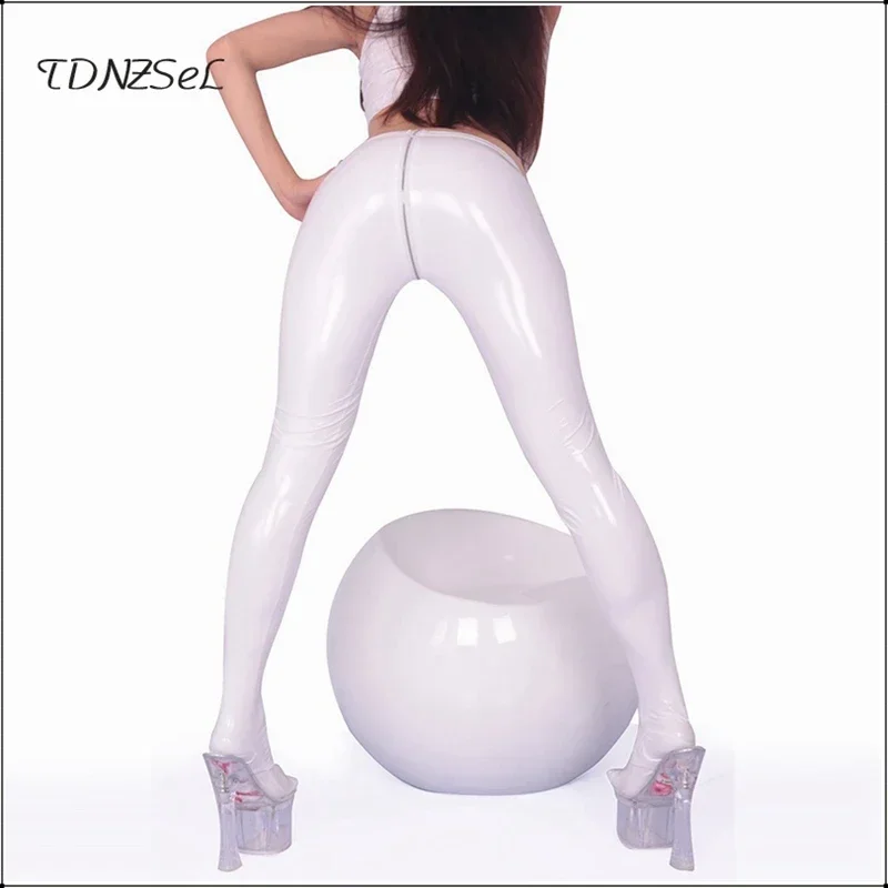 Latex broek met lage taille voor dames, sexy legging met ritssluiting, open kruis, nachtclubkleding, over Sayes-broek, 2023